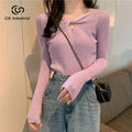 Knitwear Manufacturers Custom Design v Neck Twist Basic Long Sleeve Sweater Knitted Women Pullover Heavy Solid Rib Knit Top