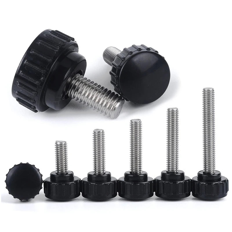 ISO Metric Inch M6 Head Handle Screw Knurled Rubber Thumb 304 Stainless Steel Various Lengths 12mm/25mm/40mm/50mm Tightening
