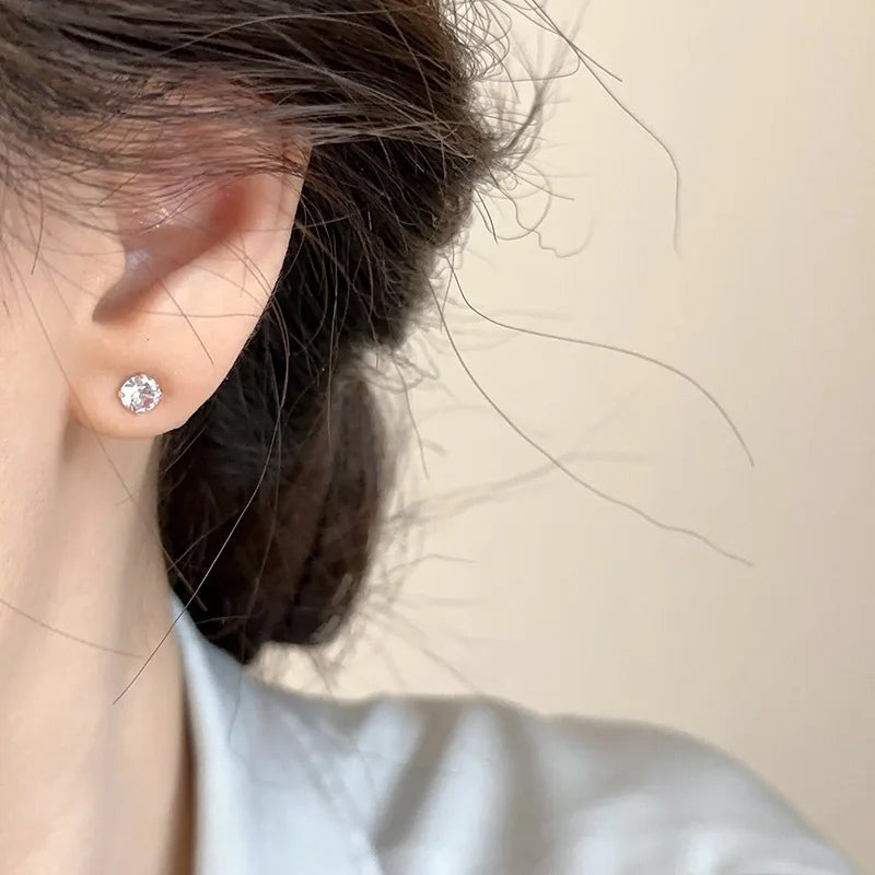 Dainty Fashion Jewelry Simple Zircon Alloy Stud Earrings Wholesale Geometric Party Anniversary Gift