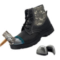Camouflage Steel Toe Safety Boots for Men | Anti-Puncture Work Shoes with Microfibre Canvas Upper