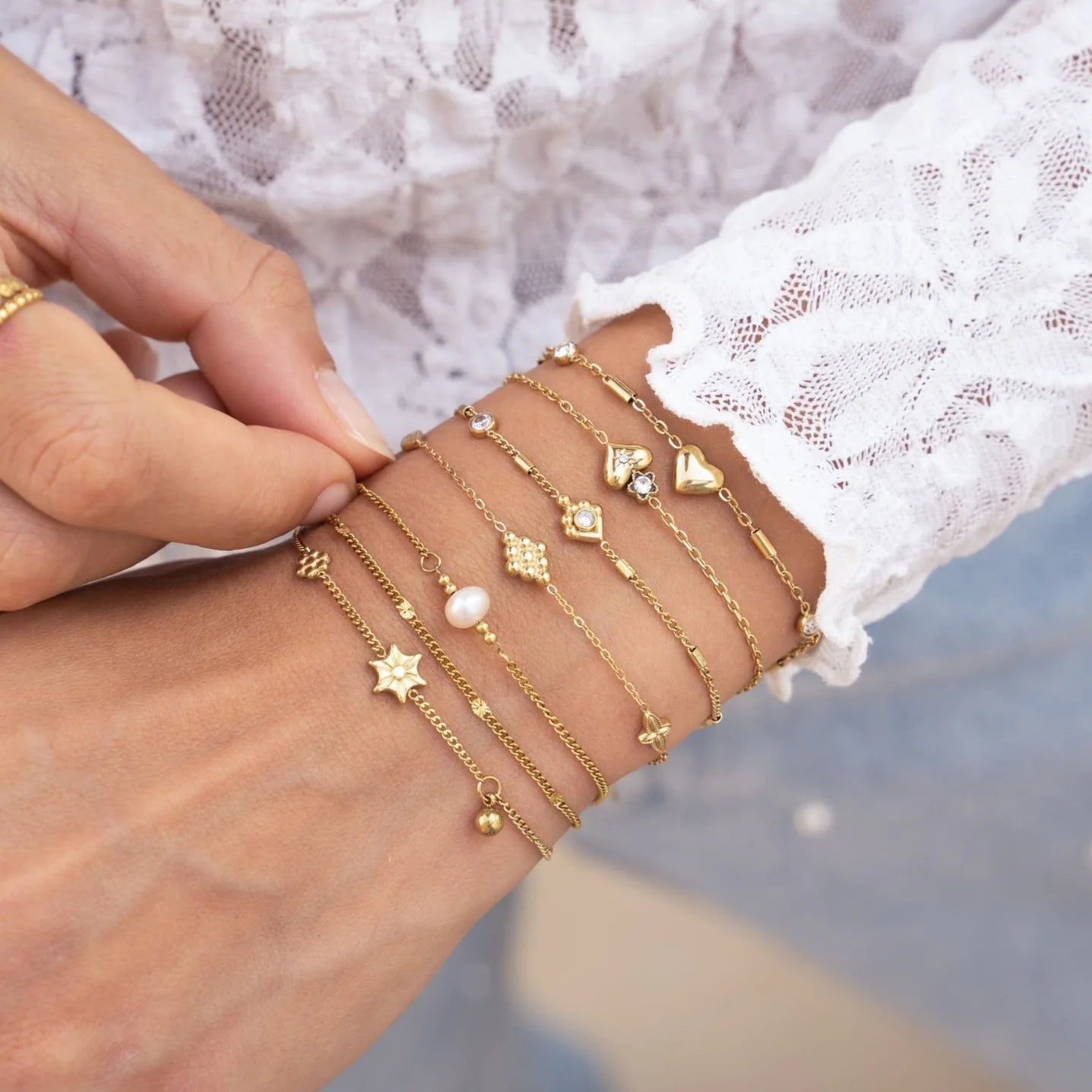 Luxurious Gold-Plated Heart-Shape Electroplating Adjustable Bracelet Popular Cross-Border Fashion Accessory for Europe America