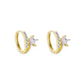 American European Fashion 925 Sterling Silver Earring Pentagram Star Zircon Gold Plated Hoop Earrings Women