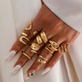 Trendy Gold Metal Simple Ring Sets European and American Popular Jewelry for Cross-Border E-Commerce Supply