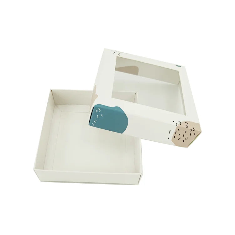 Small Eco-friendly Kraft Folding Paper Box Cake Cookie Soap Packaging Gift Boxes with Clear Lid Window
