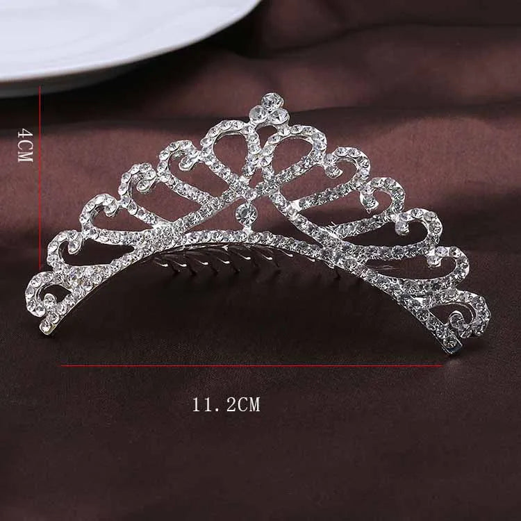 Wholesale Hot Sale Children Party Birthday Rhinestone Clip Hair Tiara Princess Comb Crowns for Kids Girls