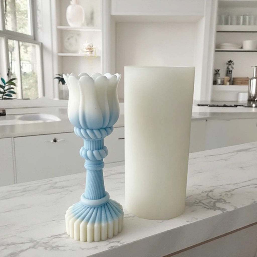 J-0201Tulip Candle Holder Silicone Molds DIY Aroma Candle Decoration Table Drip Gum Gypsum Candle Holder Plaster Silicone Moulds