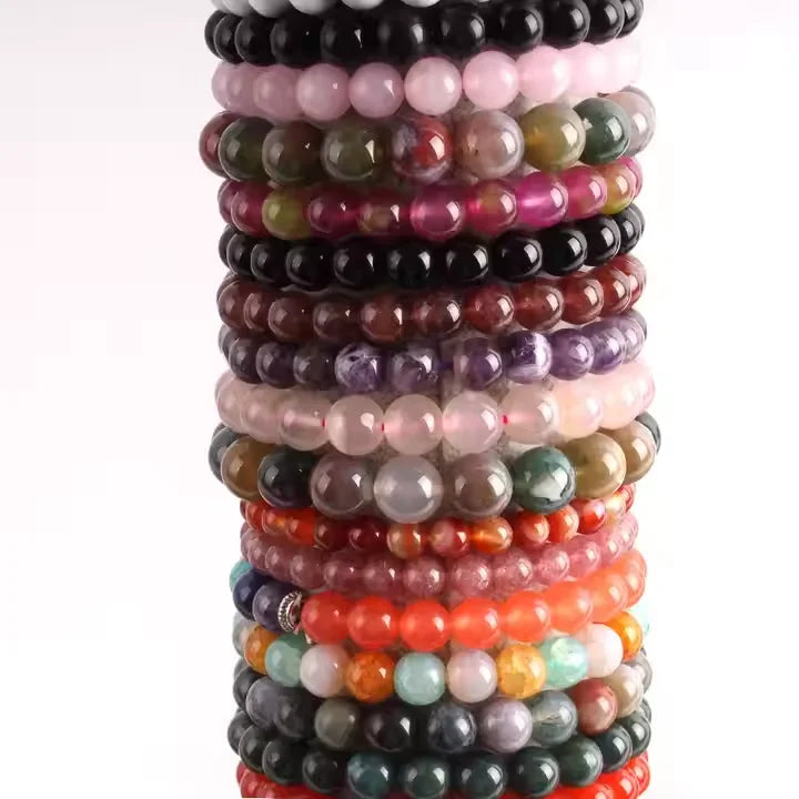 Bulk Price Wholesale Natural Obsidian Amethyst Crystal Quartz Red Agate Bracelet Energy Beads Jewelry for gifts