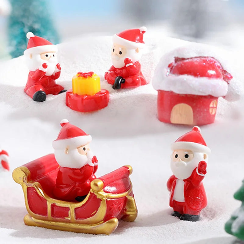 New Santa Claus Kawaii 2023 Miniature Resin Figurines Cute Garden Gnome OrnamentGift DIY Supplies Christmas Home Decor