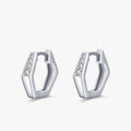 Ailmay 2021 New Style Genuine 925 Sterling Silver Fashion Hexagon Earrings for Women Simple Geometric Exquisite Elegant Jewelry