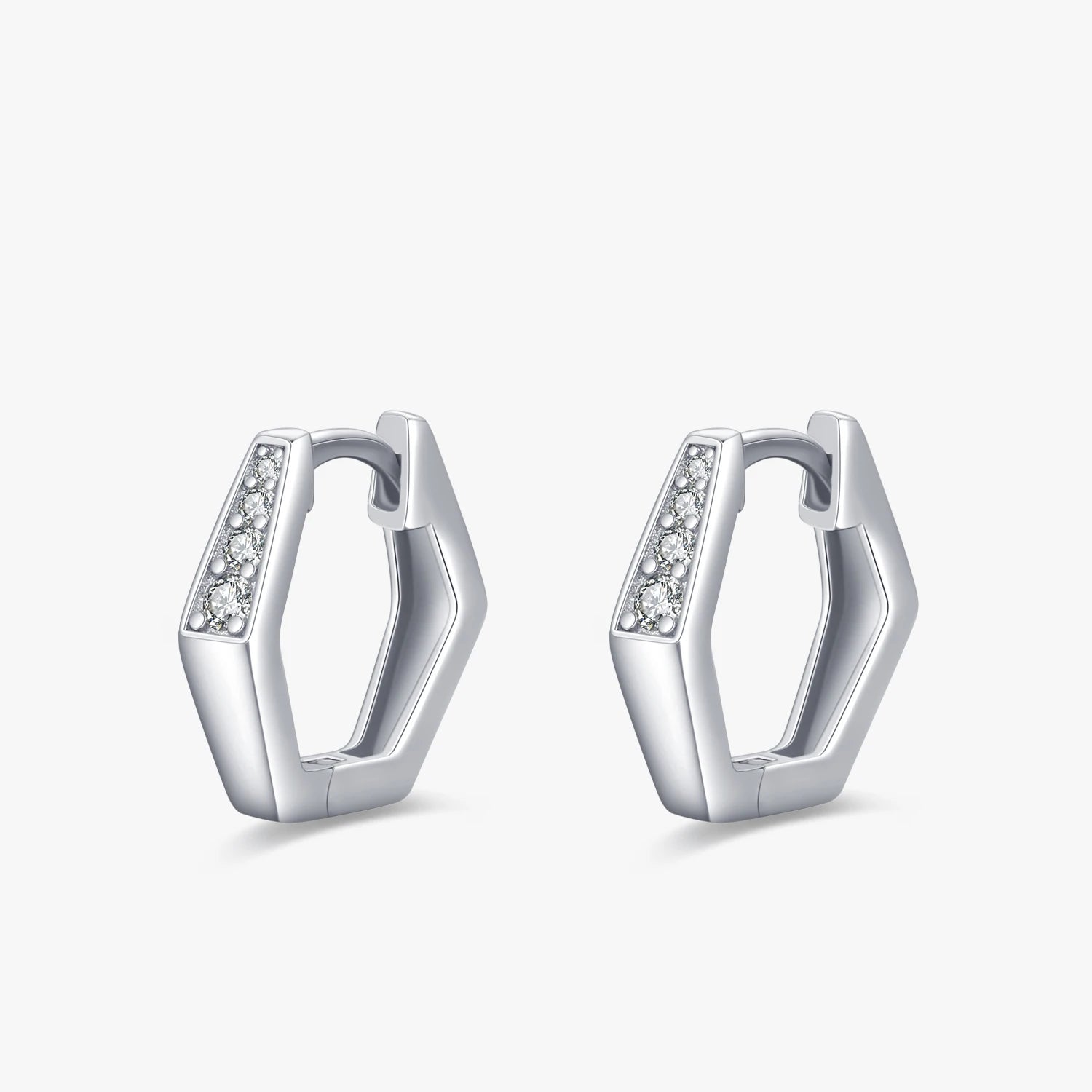 Ailmay 2021 New Style Genuine 925 Sterling Silver Fashion Hexagon Earrings for Women Simple Geometric Exquisite Elegant Jewelry