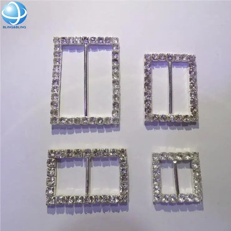 Bridal Wedding Rhinestone Belt Buckle Square Ribbon Copper Buckles for Garment Shoe Decoration