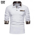 2023 Spring and Summer New Plaid Splicing Long-sleeved Men's Casual T-shirt