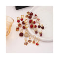 Hot Selling High End Heart Drop Earrings with Red Gemstone Enamel Vintage Studs
