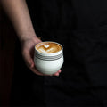 MSH Laser Engraving Logo Minimalist Style 200ml Ceramic Flat White Coffee Cup