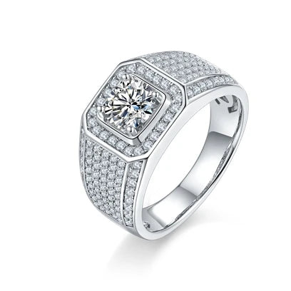 925 Sterling Silver Men Ring Gra Certificate 5CT Iced Out Moissanite Ring Men Hiphop Jewelry with 18k Gold Plated