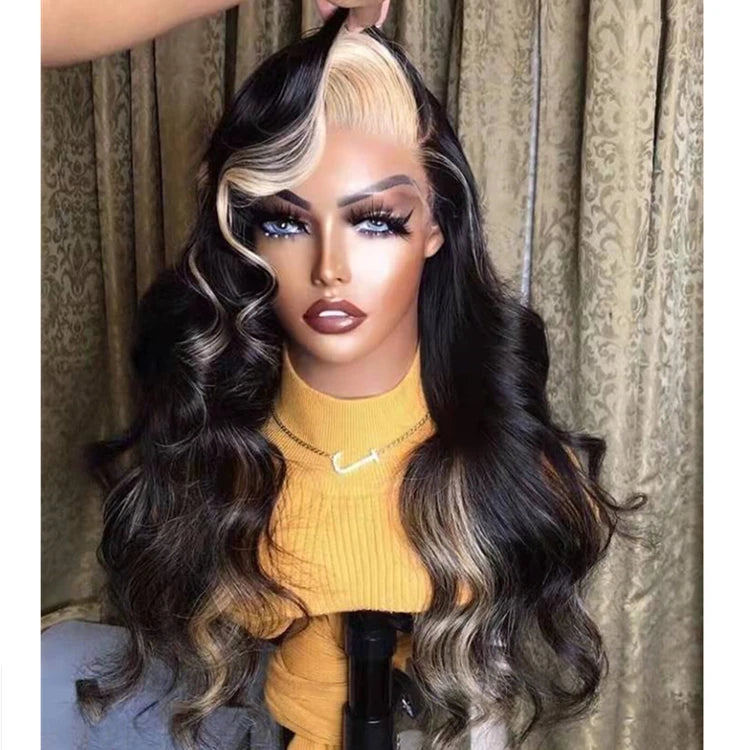 New Trend Mix 1B 613 Pink Blue Orange Loose Wave Virgin Brazilian Cuticle Aligned Human Hair HD Lace Front Wigs