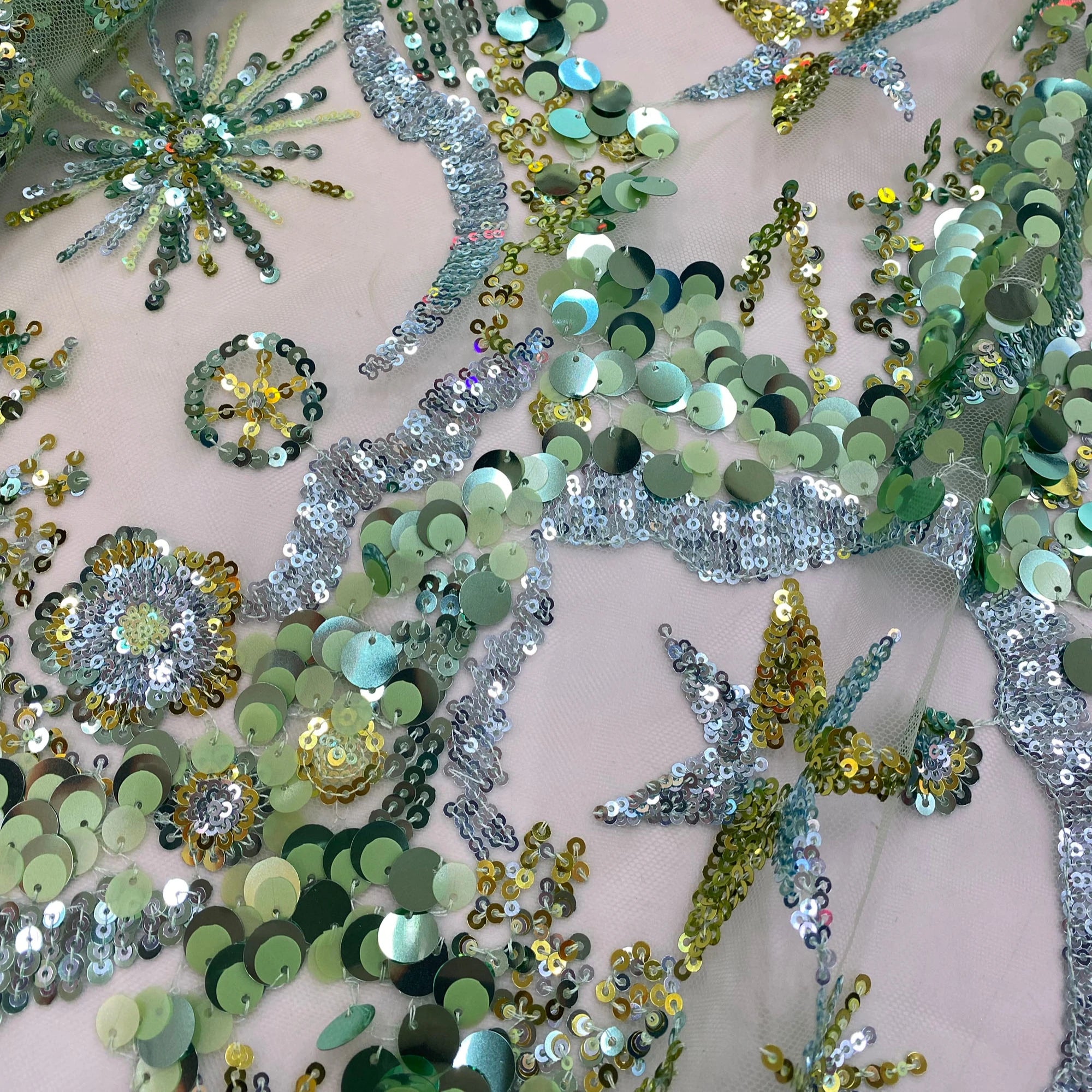 Crystal Beaded Sequins Wedding Bridal Embroidery Beads Fabric