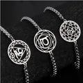 Sacral Chakra Bracelet Suadhishthana Yoga Meditation Amulet Vintage Bracelet for Women Stainless Steel Jewelry