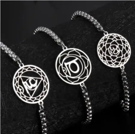 Sacral Chakra Bracelet Suadhishthana Yoga Meditation Amulet Vintage Bracelet for Women Stainless Steel Jewelry