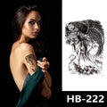 Black and White Waterproof Temporary Half Arm Tattoo Sticker Grim Reaper Ghost Design