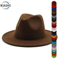 Unisex Solid Color Minimalist Wool Felt Fedora Hat Flat & Wide Brim Top Hat for Casual Party Outdoor & Sports Soft Felt Top Hat
