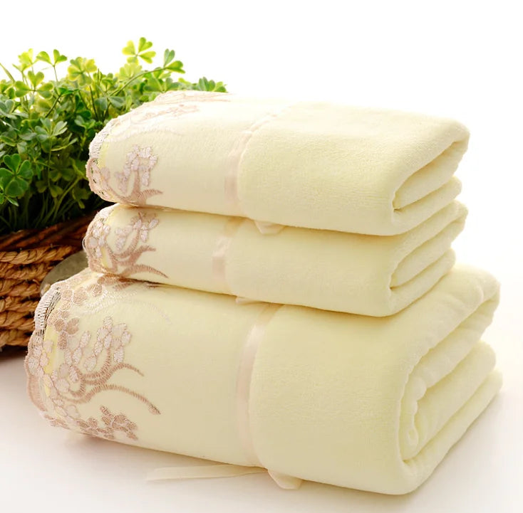 IDOTEX 100% Cotton Woven Set Highly Absorbent Bath Towels & Washcloths for Bathroom Hand & Shower Use