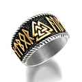 Wholesale Custom Man Ring Jewelry Viking Odin Triangle Rune Valknut Silver Ring Fashion Stainless Steel Man Ring