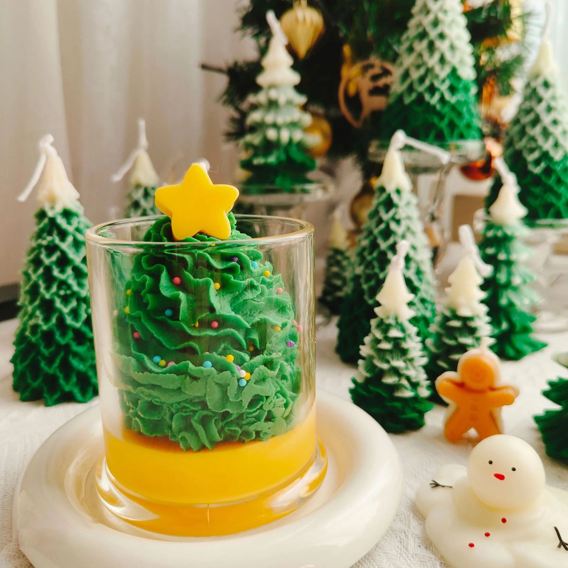 Candle Christmas Tree Aromatherapy Glass Unscented Candle Inspirational Candles Holiday Gift