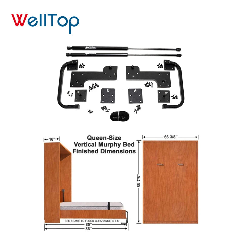 Custom Modern Multifunctional Double Folding Murphy Hidden Wall Beds Pull Out Furniture Metal Bed Mechanism with Storage WT-B01