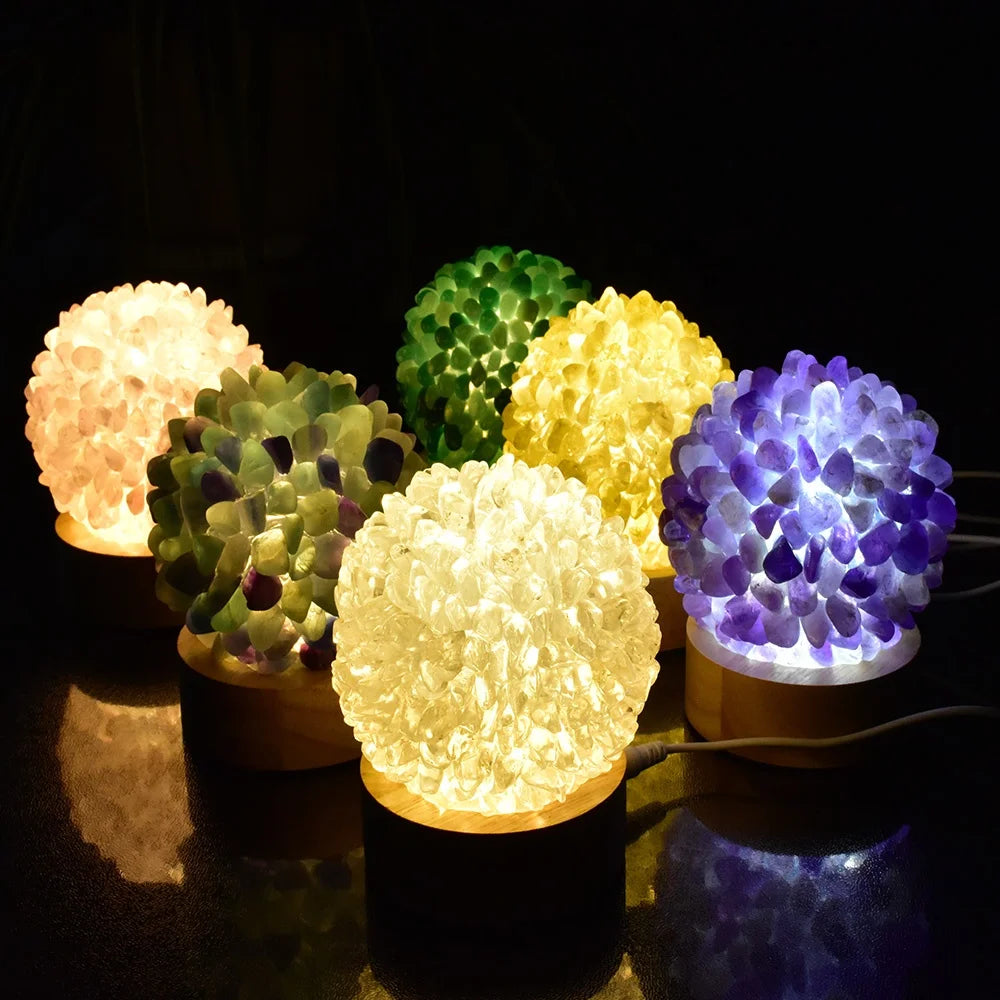 Wholesale Natural Crystal Mini Night Lamp Home Decoration and Gift Bedside Lamp Amethyst Gravel Lamp
