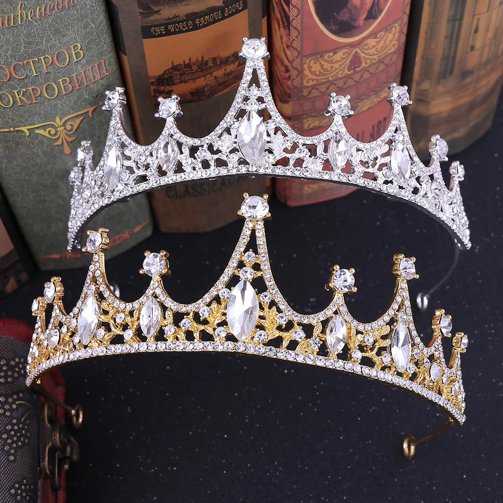 Wedding Birthday Headdress Classic Alloy Rhinestone Crystal Bride Wedding Crown Hair Ornament Tiara Wedding Party Gift Birthday