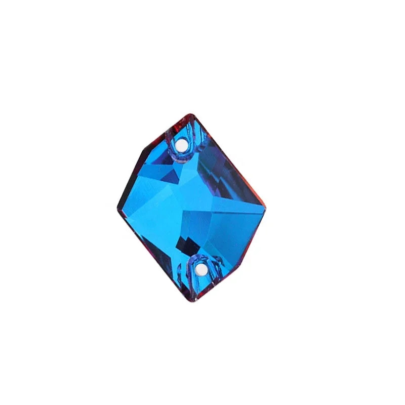 HFOUR Cosmic Shape 3D Brilliant Color Glass Sew-on Rhinestones Flat Back Loose Gem Stone with 7 Facets in Bead Design