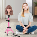 Leeons Portable Stainless Steel Multi-Color Adjustable Mannequin Head Stand Tripod Lightweight Mini Wig Table Wigs Making