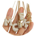 Personalized Gold Plated Cubic Zirconia A-Z Alphabet Letter Initial Necklace