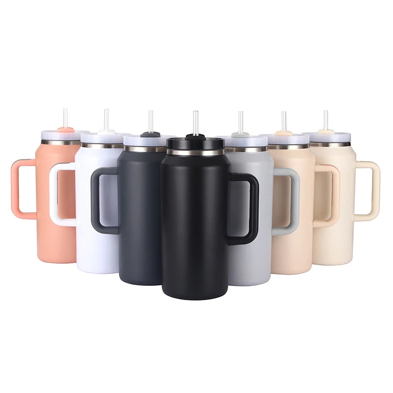 Custom Coffee Travel Tumblers Bulk Large Capacity 64oz Car Cups Double Wall Stainless Steel Tumbler With Lid Straw Drinking Cup