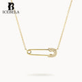 ICEBELA 925 Sterling Silver Paperclip Necklace Stylish Chic Personality Safety Pin Fine Jewelry Paper Clip Necklaces for Women
