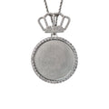 Customized Brass Hip Hop Pendant Crown Button Head Large Photo Frame Zircon Men's Rope Chain Wedding Party Gift Photo Necklace