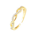 Fashion Women Jewelry Braided Rings Sterling Silver 925 CZ Zircon Twisted Gold Rings Adjustable