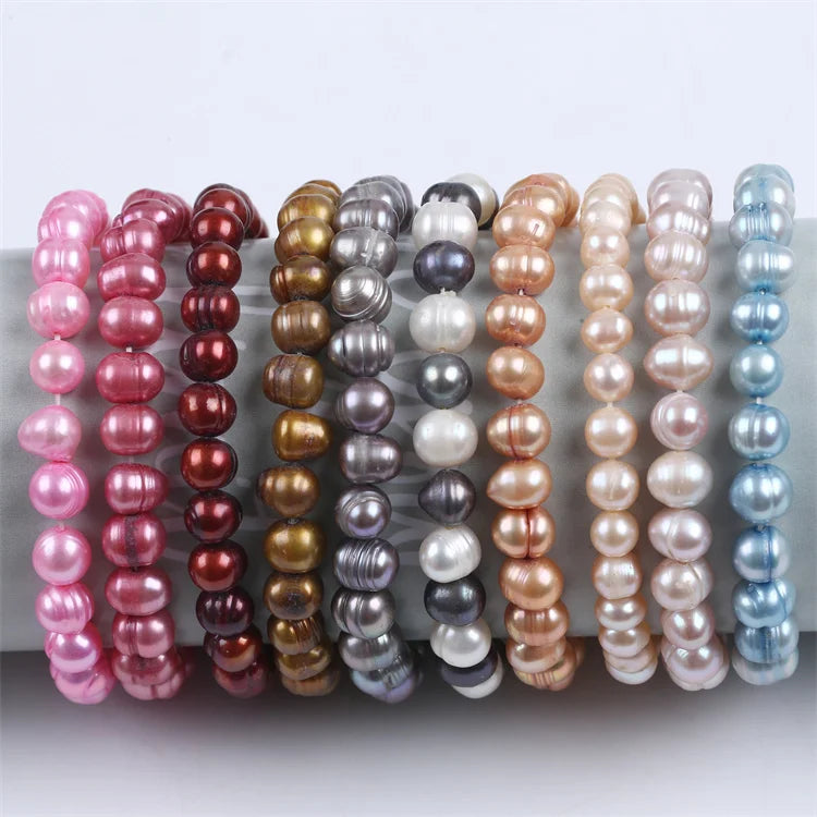 Handmade 6-7mm Colorful Loose Beads Real Freshfwater Potato Pearl Pearls Bracelet