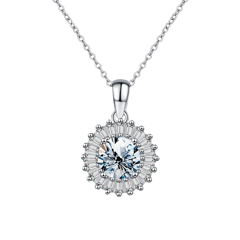 Stylever 1CT Moissanite Diamond Wedding Necklace for Woman 925 Sterling Silver Chain Plated Platinum Luxury Designer Jewelry New