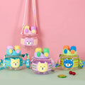 Newest 1000ml Double-Lid Bear Cartoon Plastic Water Bottle for Kids Direct Drinking with Straw for Gym Camping Sports Activities