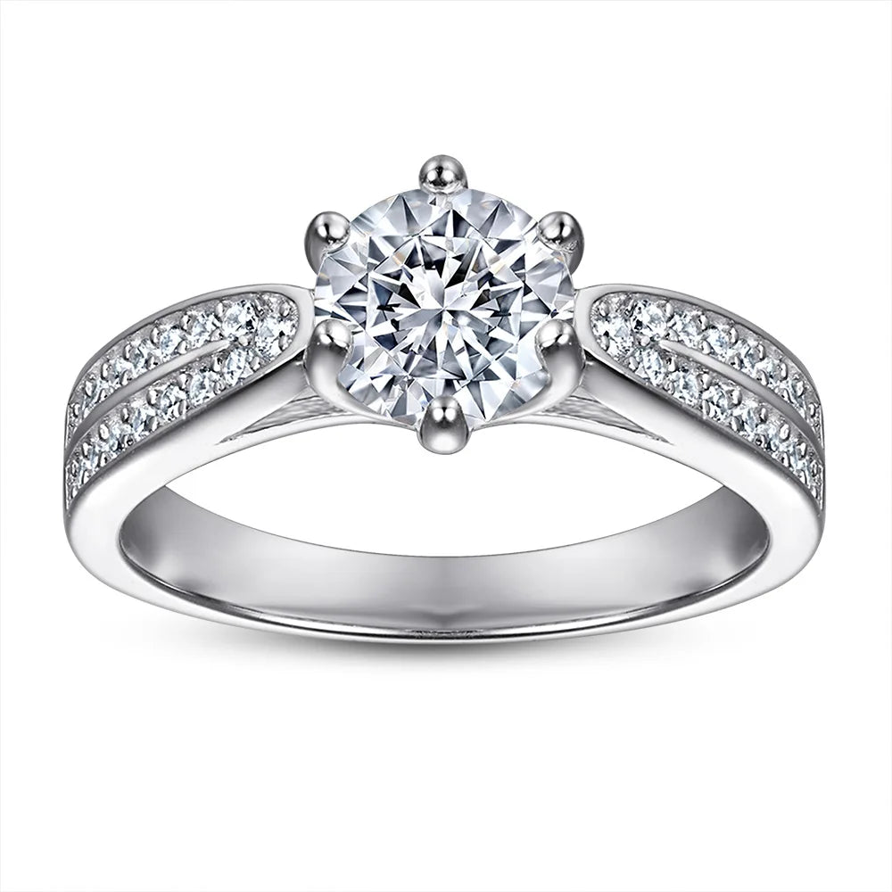 OAHLAN 1.2Ct 925 Sterling Silver Rings Round Cut Six Claws Cubic Zirconia Women Engagement Ring Wholesale
