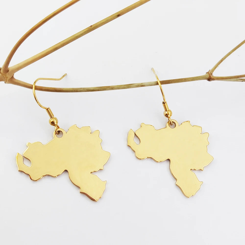 Venezuela Flag Map Earrings Female Earrings Women Joyeria De Acero Inoxidable Gold Plated Jewelry