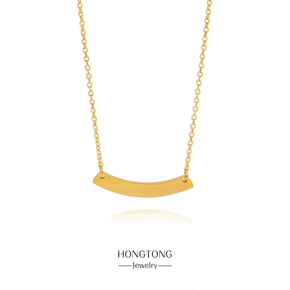 Fashion Jewelry  Necklace Blank Round  Pendant Stainless Steel Logo  Necklace With With Custom Laser Engraved Logo