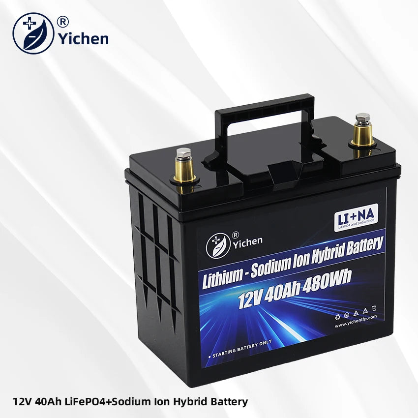 New YICHEN 12.8V 40Ah 750CCA Auto Lithium Dual Purpose Cranking Lifepo4 Sodium Ion Hybrid Battery 4500-Cycle -20~70
