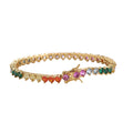 BB220 Brass CZ Bracelet Men and Women Colorful Stone Tennis Bracelet With 3 Prong