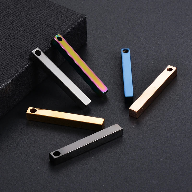 Stainless Steel Blank Vertical Bar Pendant Waterproof Multi-color Plain 3D Vertical Bar Pendants for Custom Laser Engraving
