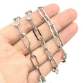 Custom France PVD Real 18k Gold Plated  Paperclip Stainless Steel Link Chain Necklace Jewelry for Men and Women