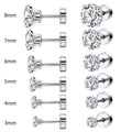 Hypoallergenic Nickel Free Surgical Stainless Steel Cubic Zirconia Comfy Flat Back Non Tarnish Earrings Studs