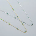 French Style Luxury S925 Green Zircon Necklace 925 Silver Dainty Fashion Rectangular Zircon Necklaces for Women